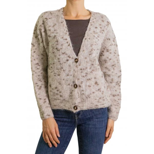 Cardigan con bottoni a V in mohair 